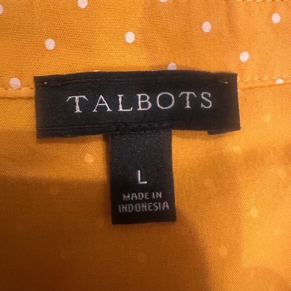 TALBOTS YELLOW POLKA DOT BLOUSE WOMENS LARGE - Picture 7 of 8
